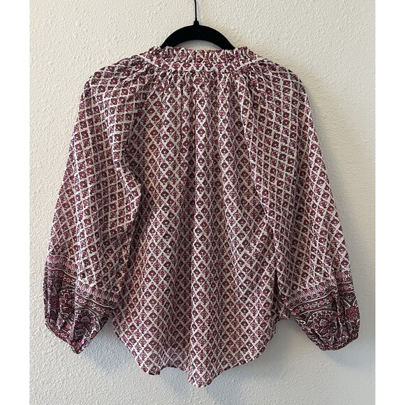 M.A.B.E Women's Blouse Size XS Cotton Viti Printed Top Whimsical Cottage Boho - Picture 11 of 15